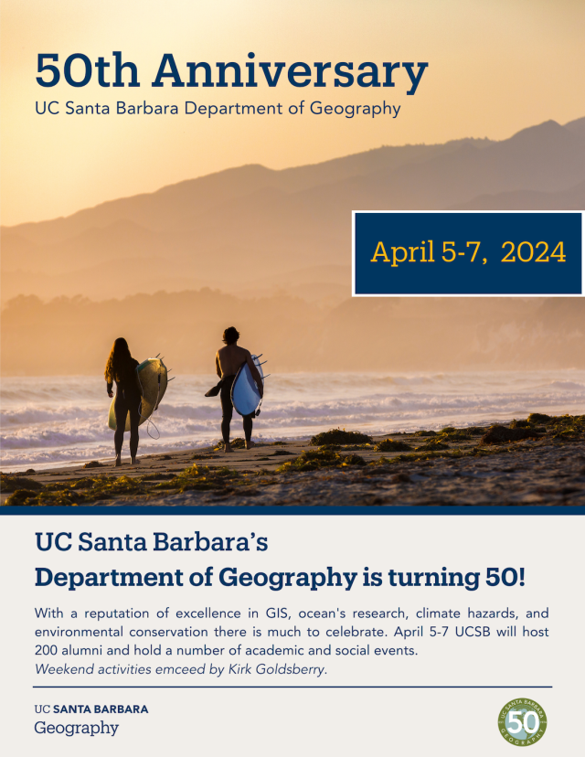 Save The Date Geography's 50th Anniversary is April 5th7th