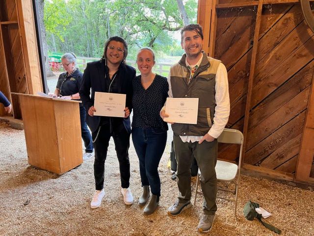 Photo Credit: Ryan Miller, Photographed (Left to Right): Germán Silva, Tiffany Seeley (CGS President), Mitchell Snyder (UC Davis)